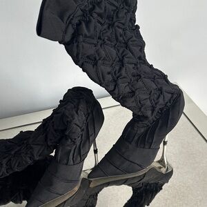 High fabric heel boots
